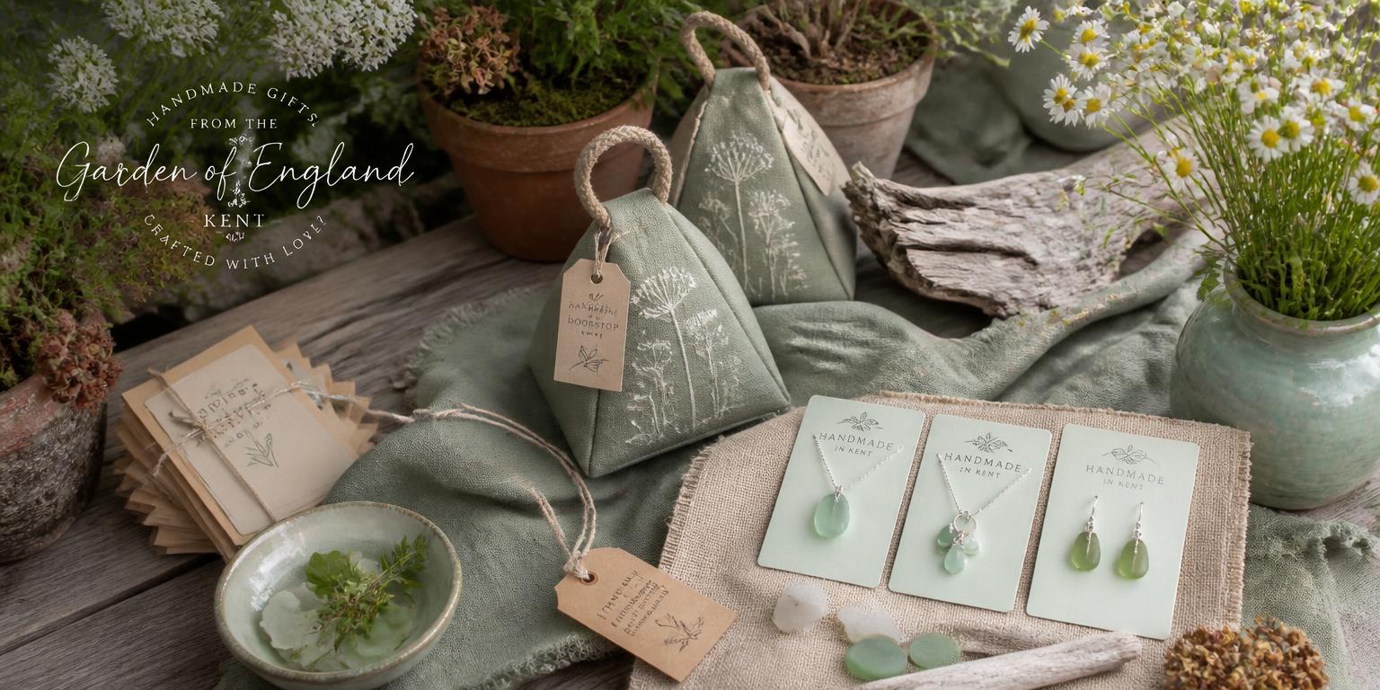 Handmade gifts from the Kent countryside — hessian, driftwood and garden greenery